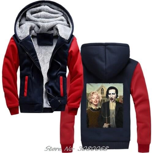 Marilyn Monroe Hoodies Manson Hooded American Gothic, Funny, Glamour, Pinup Men winter Keep warm Thicken Sweatshirts Streetwear