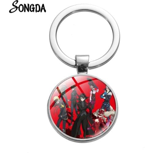Game Persona 5 Keychain Art Photo Glass Cabochon Dome Anime Persona 5 Men Women Kids Keyring Gift Porte Clef 2020 Fashion
