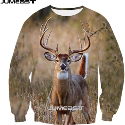 Jumeast Brand Men/Women 3D Printed Sweatshirt Animal Deer Long Sleeve Fashion T Shirt Sport Pullover Spring Tops Tees