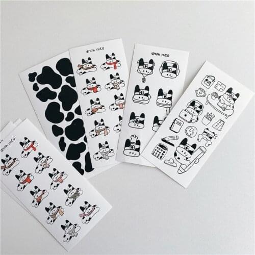 Cartoon Cow Stripe Cute Stickers Waterproof Seal Paster Diy Notebook Mobile Phone Stationery Creative Kawaii Decorative Sticker