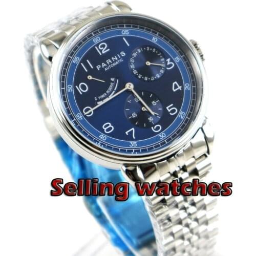 2019 Luxury Man 42mm Parnis Diver Reserve Automatic Watch blue dial Mechanical Self Winding Men Watches