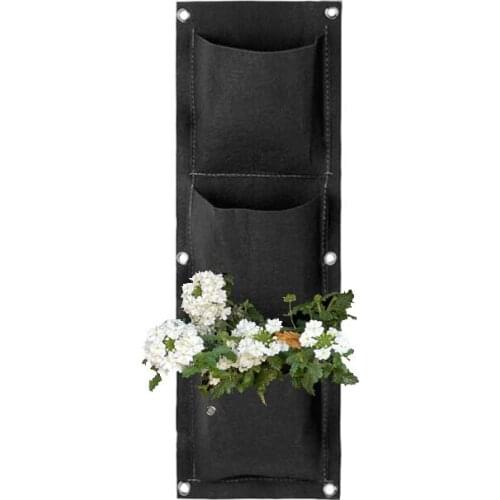 3 Pockets Wall Hanging Planting Bags Planter Vertical Garden Fabrics Pockets Grow Bags Flowerpot Balcony Decoration Jardin