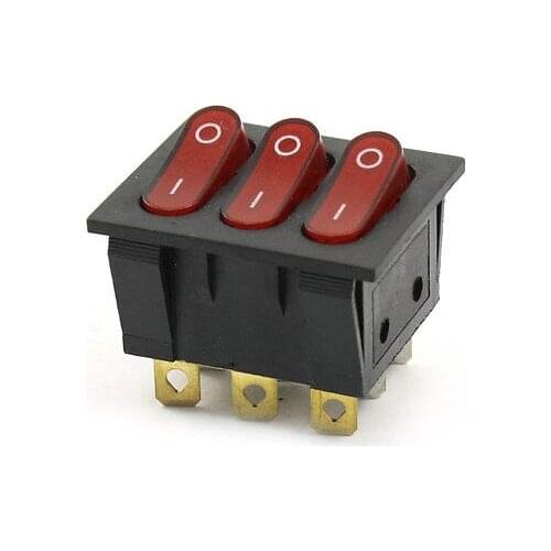 Solder 9 Pin Three SPST ON/OFF 2 Position 3-Button Rocker Switch