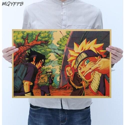 Japanese Animation Characters Kraft Paper Poster Home Room Bedroom Wall Decoration Painting Core 50.5x35cm