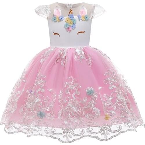 Dreamy Unicorn Christmas Dress For 3-8 Year Girl Children Princess Costume Kids Birthday Party Infant Gown Stage Show Clothes