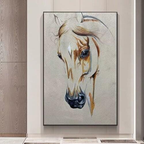 Hand Painted Abstract Oil Painting Wall Art Horse Picture Minimalist Modern On Canvas Decor For Living Room Office No Frame
