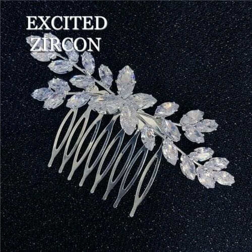 Silver Color Crystal Wedding Hair Combs Hair Accessories for Bridal Flower Headpiece Women Bride Hair ornaments Jewelry