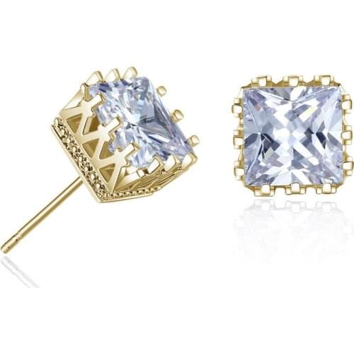 Girl Earring Square Simple Fashion Design Engagement Earrings Glamour Party Decoration Accessories Colored Cubic Zirconia