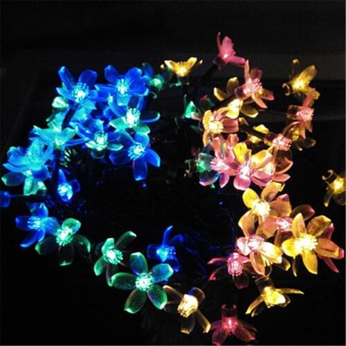 Big Sale LED Solar 7M 50L Cherry Sakura PendantString Lawn Lights Decoration For Christmas Party Outdoor Garden La Luce solare