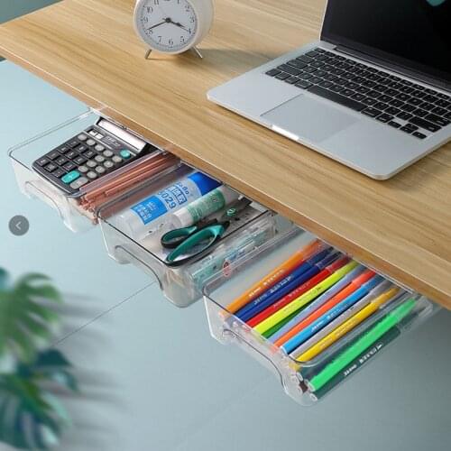 Under Desk Drawer Storage Box Hidden Cosmetics Finishing Box Desk Bottom Storage Box Cosmetic Pencil Dormitory Stationery Box