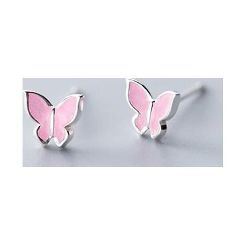 Fashion Butterfly Earrings 925 Sterling Silver Stud Earrings for Women Girl Cartilage Ear Studs Jewelry brincos para as mulheres