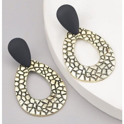 Find Me Creative Geometric Alloy Earrings Texture Retro Earrings For Women Fashion Jewelry Accessories