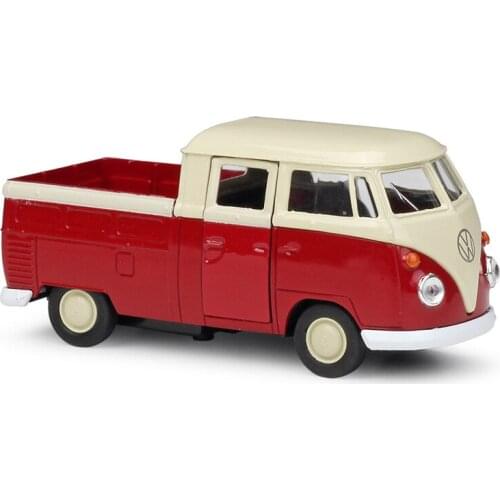 1:36 Diecast Models T1 Van Double Cabin Pickup Model Toys Alloy Car Diecast Metal Pull Back Car Toy For Gift Collection