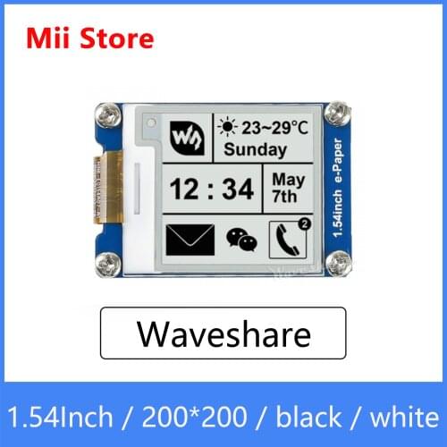 Waveshare 1.54inch E-Ink display black/white e-paper 200x200 resolution SPI interface, for Raspberry Pi, Support Partial Refresh