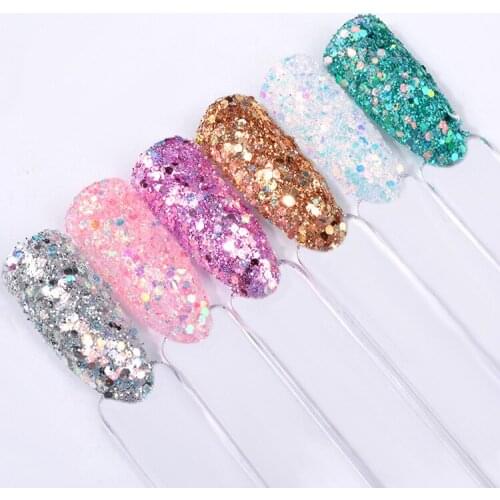 1set Mermaid Nail Glitter with 1mm Sequins Nail Pigment Powder for Nail Gel UV Polish Mermaid Glitter Nail Accessories