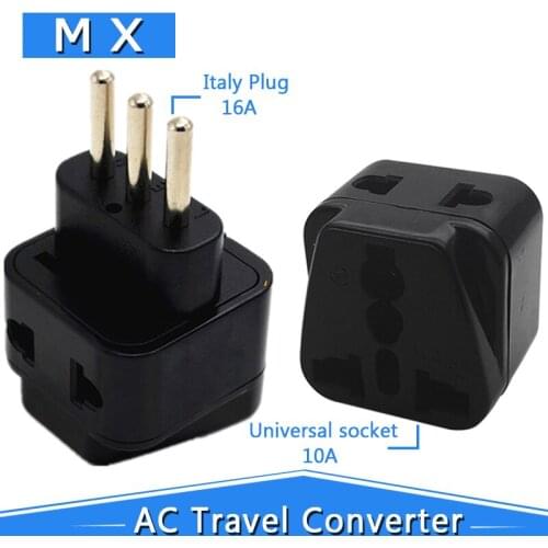 10A 250V Italy Plug, Italian Standard, 3 Pin, One Turn Power Socket, Two AU / UK / US / EU Plug to Italy Plug, Plug Converter
