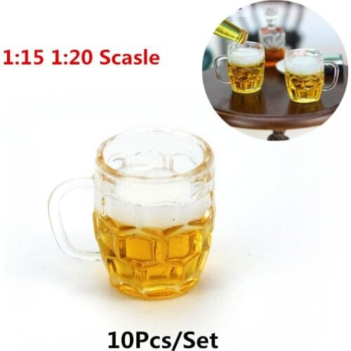 10Pcs 1:20/25 Dollhouse Miniature Furniture Mini Beer Mug for Model Hobbies