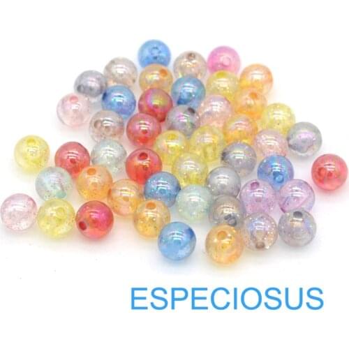 10MM Acrylic Round Bling Beads Mix Color Necklace Department Transparent Shivering Spacer Mix Color DIY Jewelry Accessory 100pc