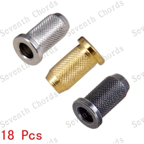 18 Pcs 3 Colors Small Knurled Electric Guitar Bridge String Thru Body Mounting Ferrules Bushing