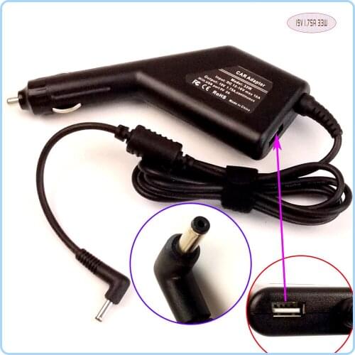 19V 1.75A Laptop DC Car Adapter Charger Power + USB For ASUS VivoBook X200LA-DH31T X200MA-RCLT07 X200MA-KX128H X200MA-CT132H