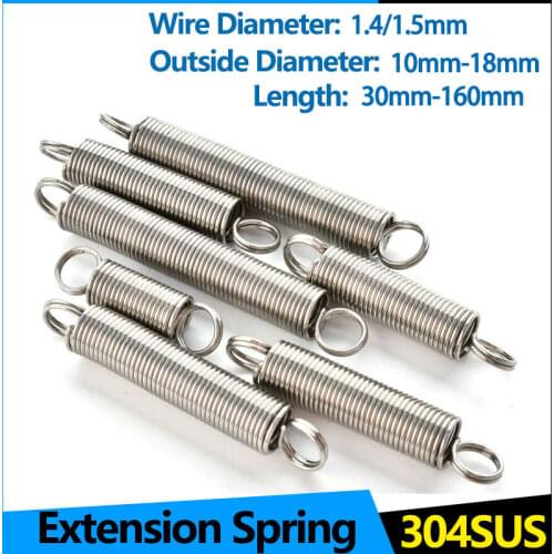 304 Stainless Steel Draw Extension Cylindroid Helical Coil Small Mini Pullback Tension Spring WD 1.0mm 1.2mm