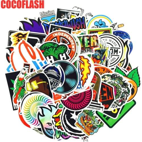 10/100 PCS Skateboard Fashion Brand Logo Waterproof Sticker For Luggage Car Guaitar Skateboard Phone Laptop Bicycle Stickers