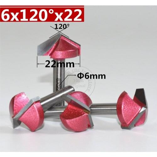 6mm*120degree*22mm,CNC Tungsten steel 3D V bit,CNC machine tool,PVC,MDF,Acrylic,Carbide end mill,woodworking insert router bit
