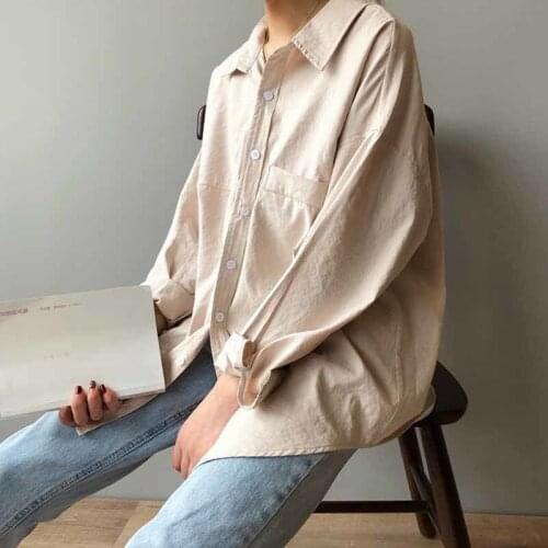 Vintage Blouse Womens 2021 Autumn Long Sleeve Shirts Cotton Feel Shirt Imitation Suede Solid Oversize Tops All Match New 11111