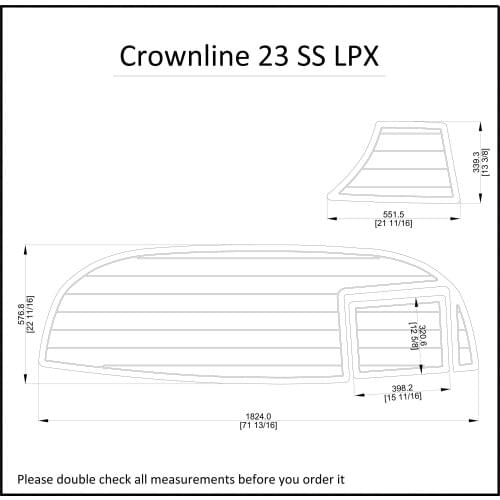 Crownline 23 SS LPX Swim Platform Pad Pad Boat EVA Teak Decking 1/4" 6mm