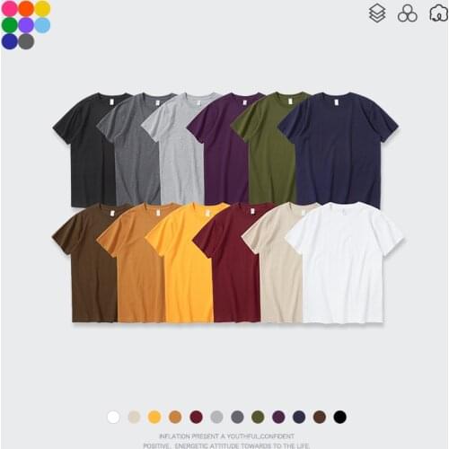 INFLATION Comfy Soft Cotton T-Shirt Men Women Solid Color Oversized T-shirts Men Classic O-neck Hip Hop Tees Student 91258S