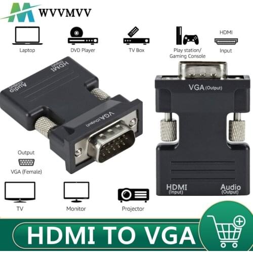 HDMI-Compatible To VGA Adapter TV Box 1080P PC Aux Jack 3.5 Video Audio Cable Converter Projector Monitor Projetor Display Port