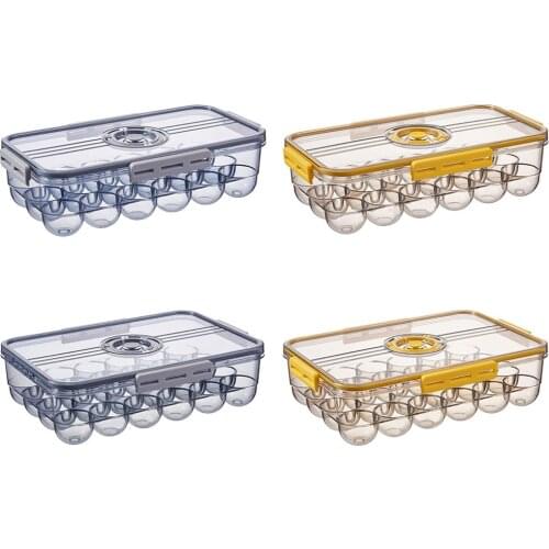 34 Grid Plastic Egg Storage Container,Clear Egg Holder with Lid,Large Plastic Egg Tray for Refrigerator