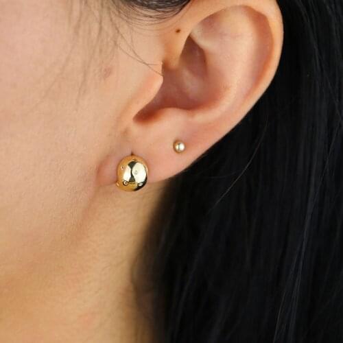 Cz Round Ball Hoop earring Gold color geometric Ball shape trendy women lady gift fashion jewelry