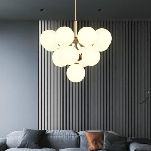 All copper light luxury living room modern minimalist creative personality balloon round lamps Nordic dining room chandelier