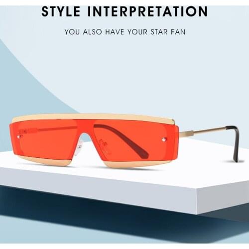 Trendy One-Piece Rectangle Sunglasses For Women Luxury Brand Colored Ocean Sun Glasses Ladies Small Frame Square Shades Men