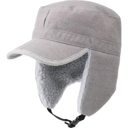 Men Women Soft Fleece Warm Winter Hats Sherpa Lined with Visor Windproof Earflap Outdoor Snow Ski