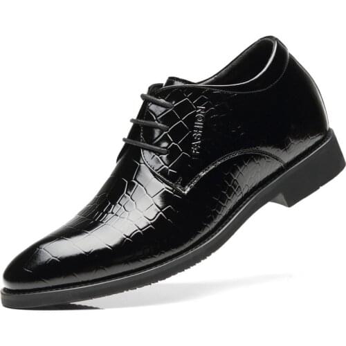 Hidden Heel Top Quality Mens Shoes Genuine Leather Dress Gents Shoes Casual British Style Mens Oxfords Wedding Shoes for Groom