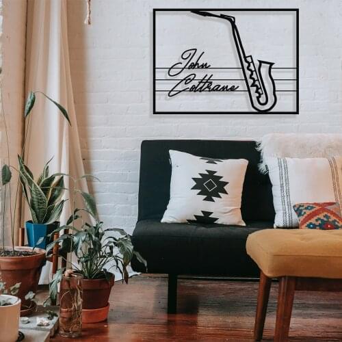 MIGNATIS Jazz Music Saxophone and John Coltrane Framed Design Metal Wall Decor - Kitchen Wall Decor, Office, living Room