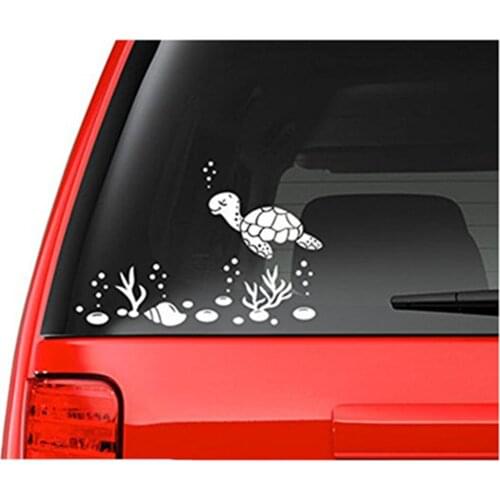 Sea Turtle And Shells Decal Waterproof Sticker White Car Stickers Vinyl Decal for Window Dool Wall Laptop 1pc Car Styling