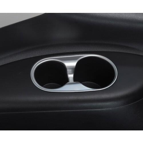 Car Interior Rear Water Cup Holder Frame Cover Trim Sticker Fit For Nissan Patrol 2017+ ABS Accessories