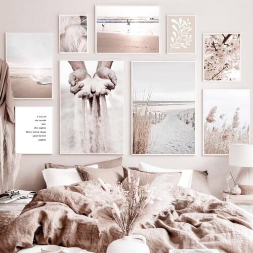 Mushroom Sakura Reed Seagull Coral Nature Wall Art Canvas Painting Nordic Posters And Prints Wall Pictures For Living Room Decor