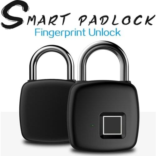 Fingerprint Padlock Lock Smart PadLock Waterproof Small Portable Biometric Padlock With USB Charging For Locker Luggage Gym