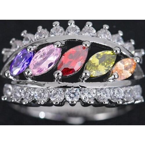 2020 new popular creative leaves colorful zircon ring female exquisite jewelry