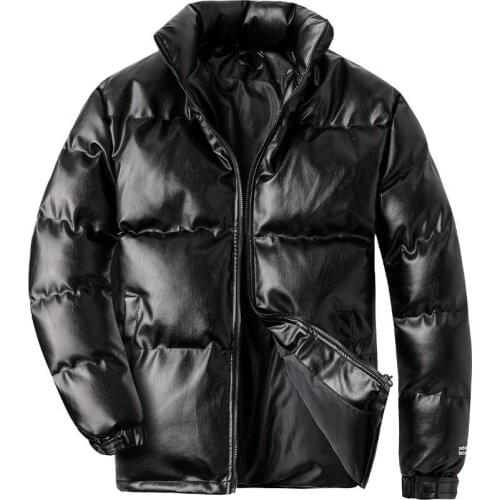 2021 New Jacket Mens Casual Wear Winter Thick Warm Jacket Mens PU Leather Thick Jacket Mens Windproof Fashion Black Jacket