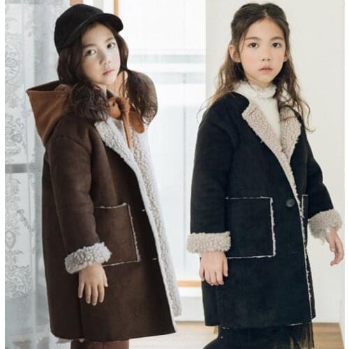 Girls Coat Korean Version Of The Winter Girl Long Coat Thick Warm Velvet Jacket Childrens Clothing Fashion Thickening coat
