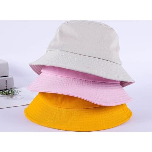 2021Cotton Bucket Hats Women Branded Sunscreen Panama Hat Men Pure Color Sunbonnet Fedoras Outdoor Fisherman Hat Beach Cap