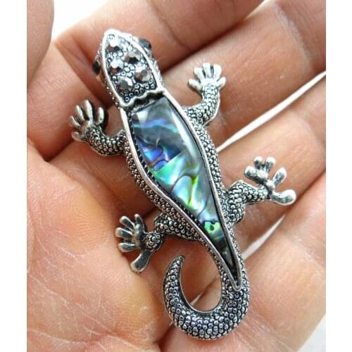 Natural Paua Abalone gecko Bead Pendant Alloy Jewelry making necklace for Women Vintage Jewelry Friendship Gifts F24