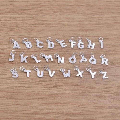 26 Letters Initials Silver Color Charms 5mm Tiny Alphabet Charm Fit Brand Bracelet Necklace Jewelry Making DIY Wholesale