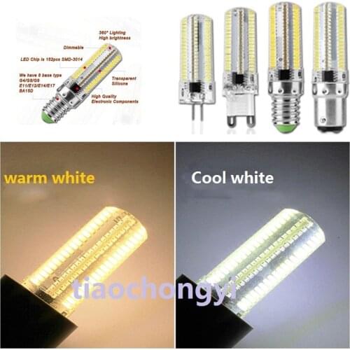 Dimmable LED G4 G9 E14 BA15D 9W 152-LED 3014 SMD Corn Bulb Light AC110V 220V