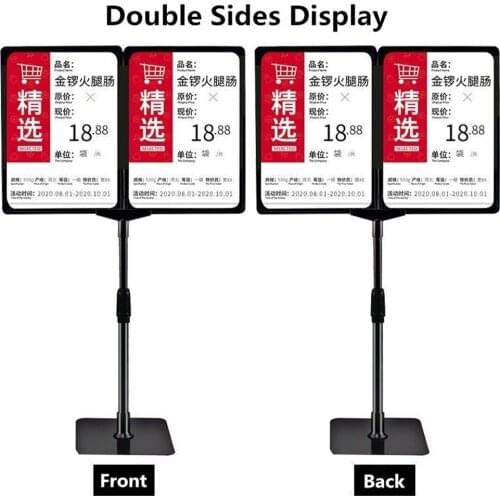 A4 T-Sign Adjustable Sign Holder Poster Frame Desktop Counter Stainless Steel Advertising Banner Display Stand